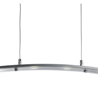 Lampadario Moderno Curva Acciaio Argento Led 20W 3000K
