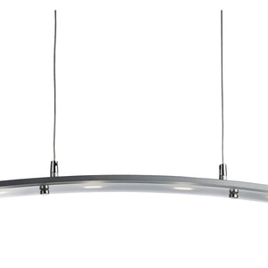 Lampadario Moderno Curva Acciaio Argento Led 20W 3000K
