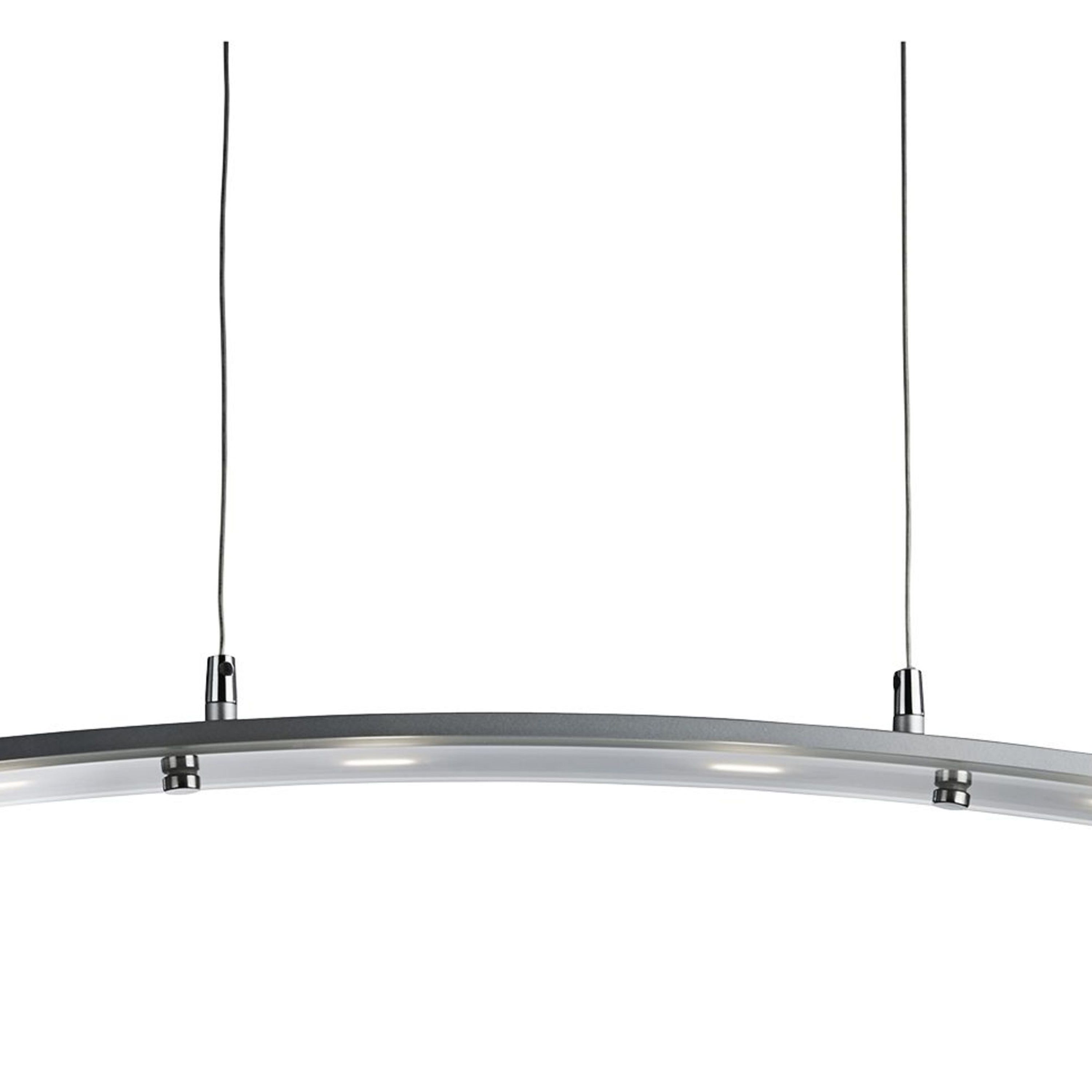 Lampadario Moderno Curva Acciaio Argento Led 20W 3000K