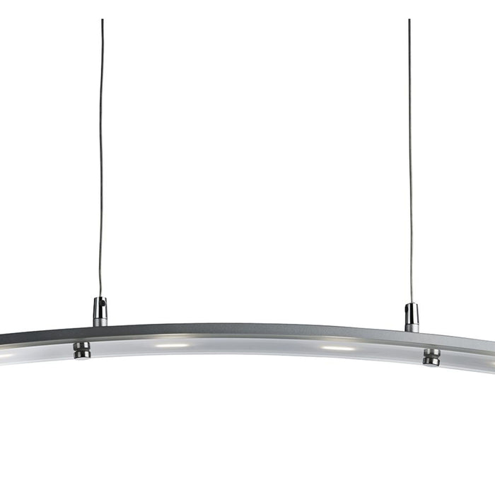 Lampadario Moderno Curva Acciaio Argento Led 20W 3000K
