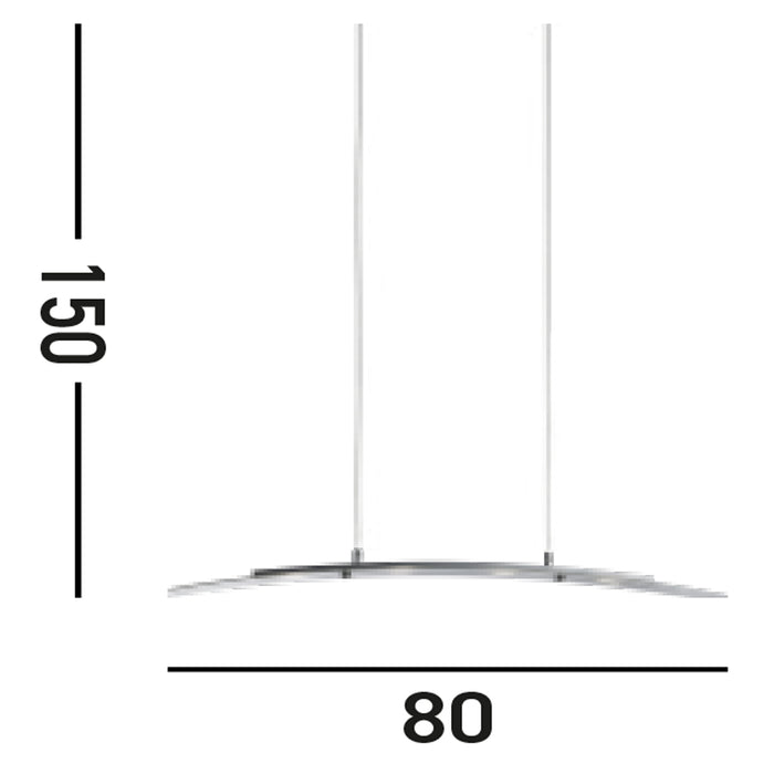 Lampadario Moderno Curva Acciaio Argento Led 20W 3000K