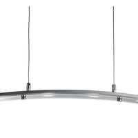 Lampadario Moderno Curva Acciaio Argento Led 20W 3000K