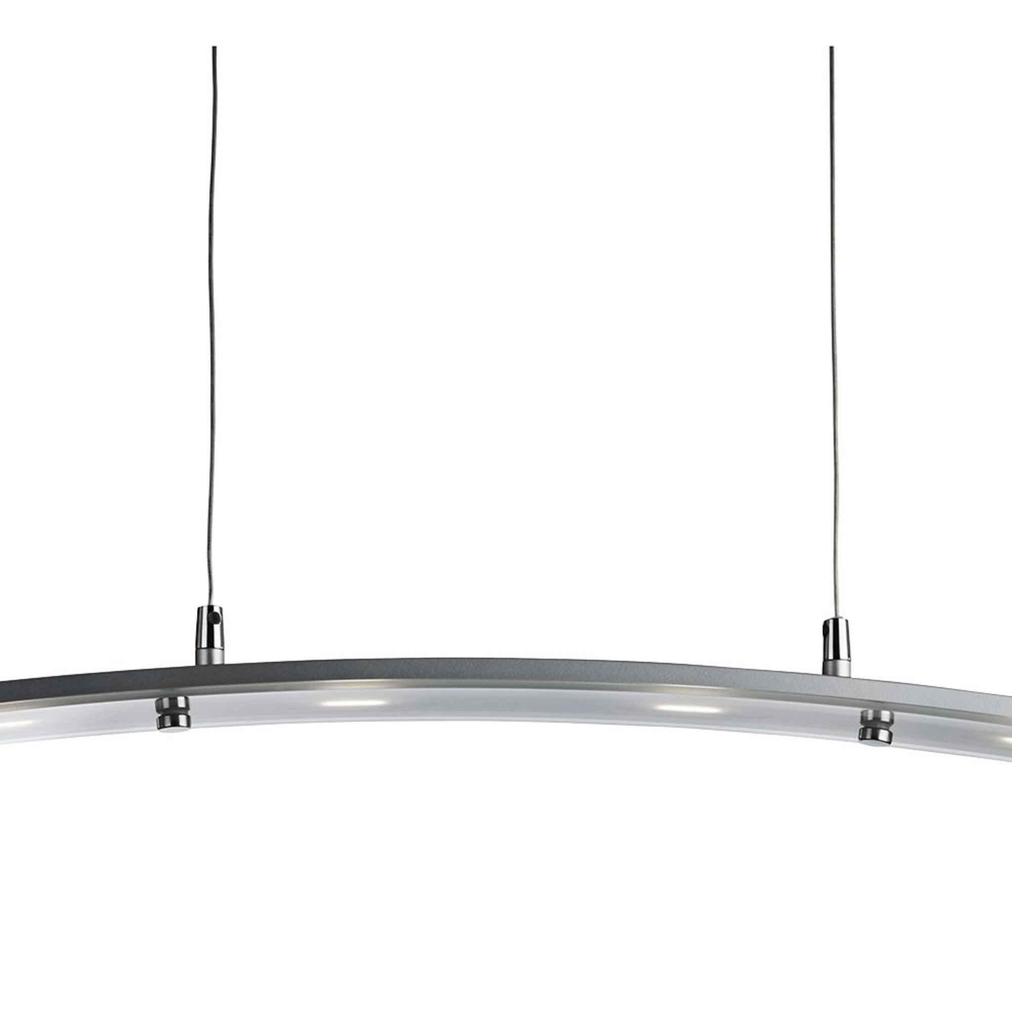 Lampadario Moderno Curva Acciaio Argento Led 20W 3000K