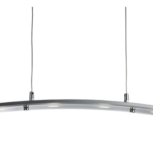 Lampadario Moderno Curva Acciaio Argento Led 20W 3000K