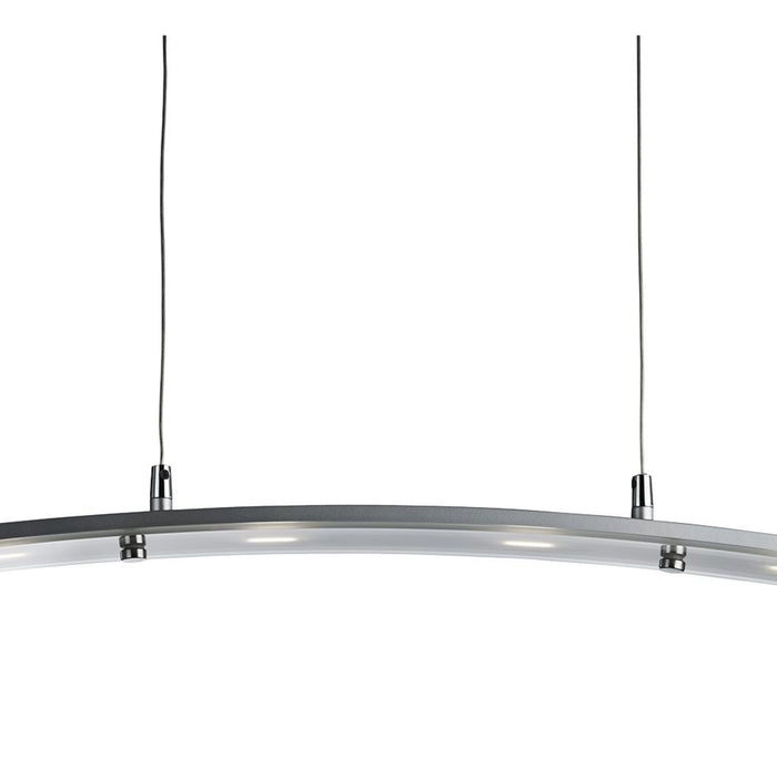 Lampadario Moderno Curva Acciaio Argento Led 20W 3000K