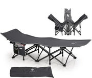 Letto da campeggio, letto da campo, pieghevole, ultraleggero, sedia da campeggio con tasca laterale e borsa da trasporto, tessuto Oxford, letto da campeggio stabile, letto per la permanenza da campeggio, esterno, interno