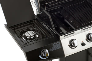 Barbecue a Gas GPL Pietra Lavica 3 Fuochi 15kW con Fornello Laterale Sochef Golosone 3