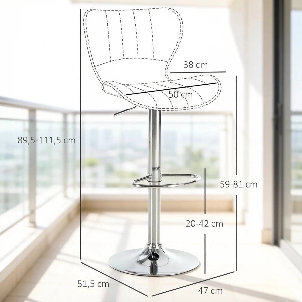 Sgabello da bar girevole set di 2 con altezza regolabile schienale ergonomico e poggiapiedi in lino nero