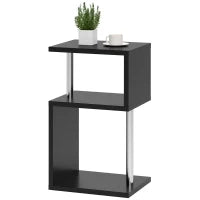 Tavolino con Luce LED a 3 Livelli con Ripiani e Struttura in Alluminio per Salotto Camera da Letto 44x38x75 cm Nero