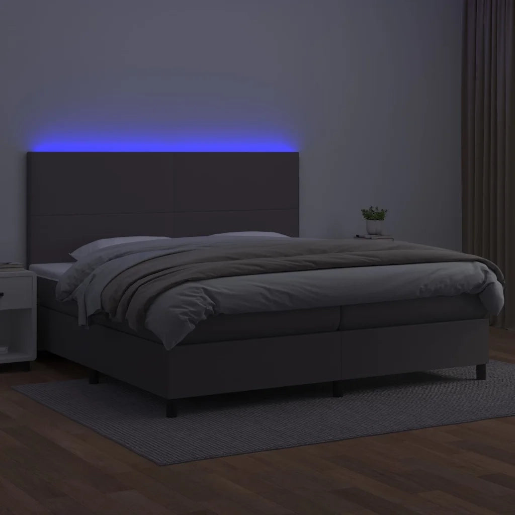 Giroletto Molle con Materasso e LED Grigio 200x200cm Similpelle cod mxl 60644