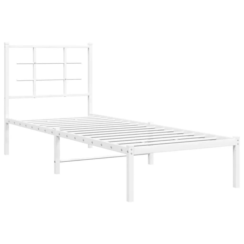 Giroletto senza Materasso con Testiera-Struttura Letto Metallo Bianco 75x190 cm 608385