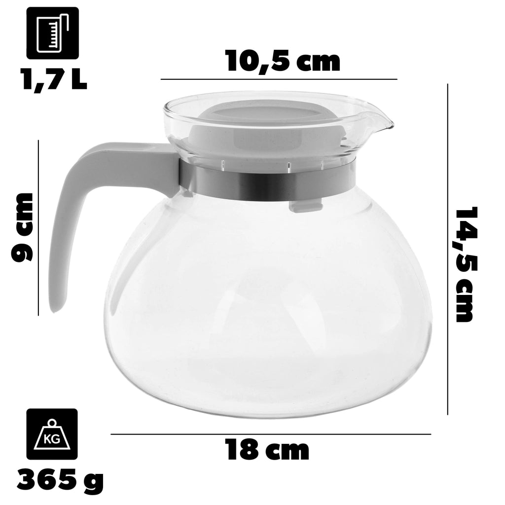 KADAX Brocca in vetro per tè e caffè da 1,7 l, resistente al calore, con coperchio, colore bianco.