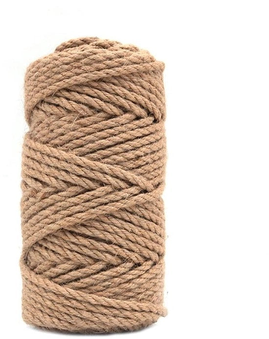 Tessuto di Juta 5mm di Spessore - 50 Metri di Lunghezza di Rotolo - Corda Naturale Forte - Biodegradabile - Per Giardino/Decorazione/Ludoteca