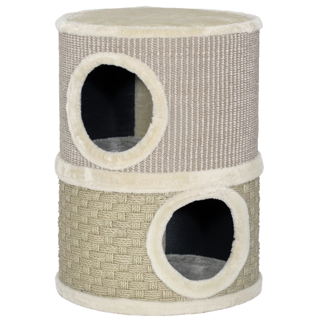 Torretta Tiragraffi per Gatti a Due Livelli ¨C zephmum ¨C Khaki e Caff¨¨