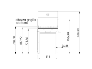 Barbecue a carbone e legna Clementi Super Flipper 60x53 in acciaio Corten