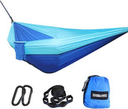 Hangmat per due persone - lettino da campeggio in nylon leggero con cinghie per albero - 260 cm x 140 cm