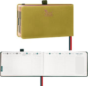 Agenda a Portafoglio Calendario 2025 Piccolo Formato 9 x 165 cm - Calendario 2025 Libro Orizzontale Pianificatore Settimanale 2 Pagine - Agenda 2025 Pianificatore Settimanale con Carta Rosa con Bordo Giallo