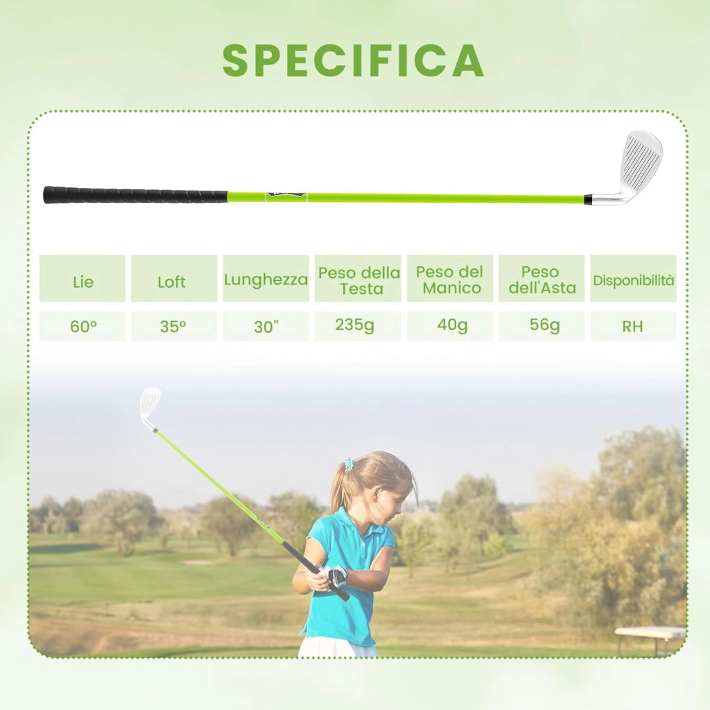 Junior #7 Iron per Bambini, Mazza Individuale per Ragazzi e Ragazze con Asta in Fibra di Vetro e Testa Coperta, Mazza da Pratica Junior, Mano Destra, 76 CM, Età 8-10