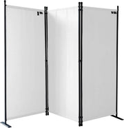 Paravento 3-facce 170 x 165 cm - Parete divisoria tessile per giardino e balcone - Parete opaca - Ripiegabile - Bianco