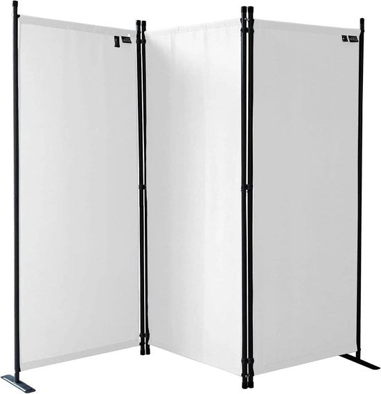 Paravento 3-facce 170 x 165 cm - Parete divisoria tessile per giardino e balcone - Parete opaca - Ripiegabile - Bianco