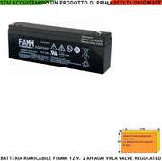 Batterie Ricaricabili 12 V 2 Ah Ermetiche AGM VRLA Valve Regulated Collegamento Tramite 2 Faston 5 mm Polarizzati Marca Fiamm PRC Selezionata Caricata da Securvera Misure L178XP34XH60 mm Peso 930 gr