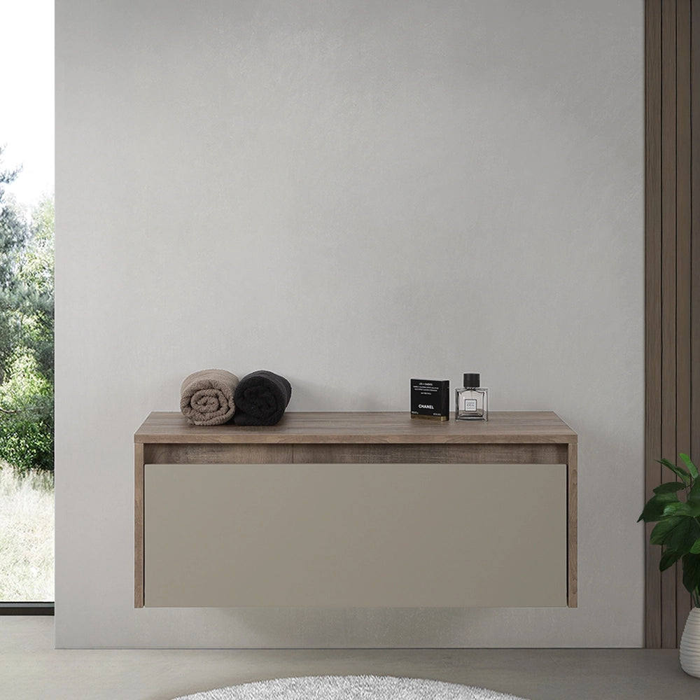 Mobile bagno sospeso 80 cm in legno tabacco e tortora Smok