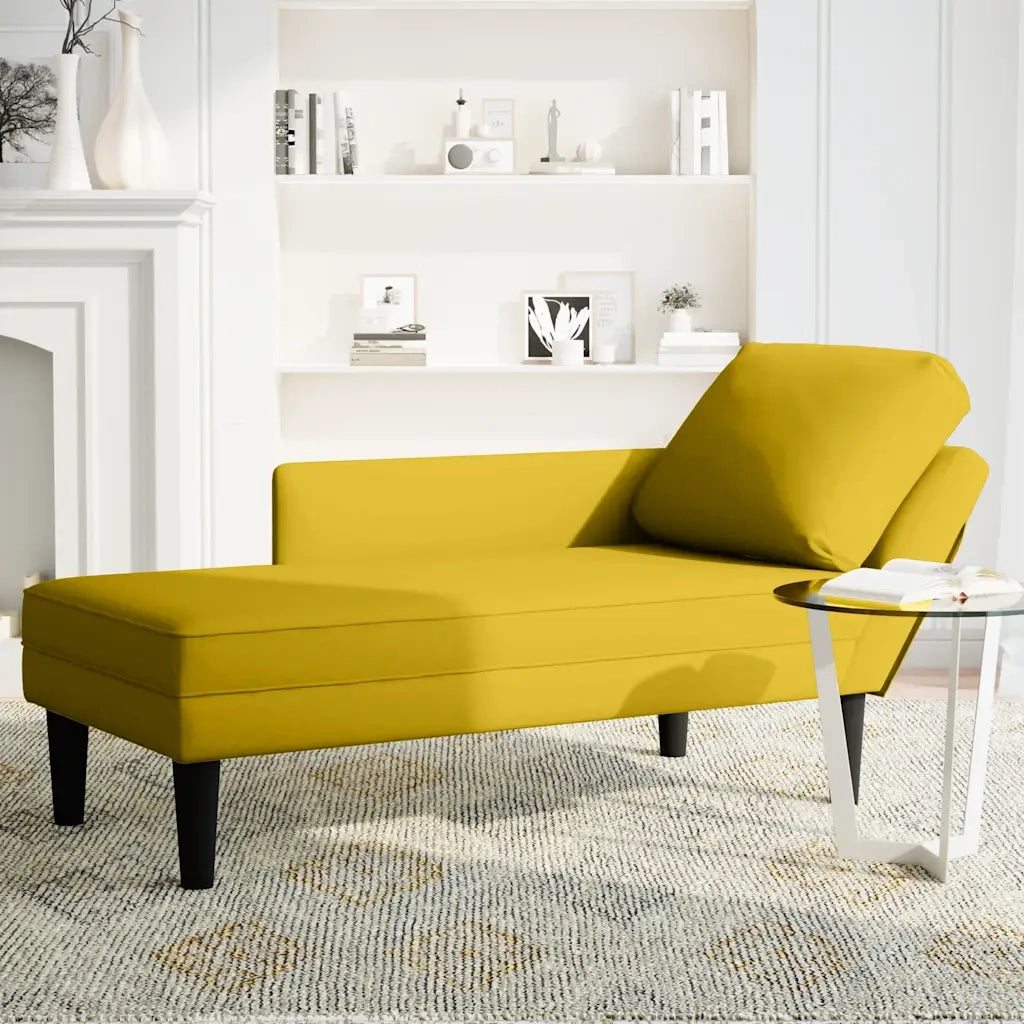 vidaXL Sdraio con Cuscino e Bracciolo Destro in Velluto Giallo