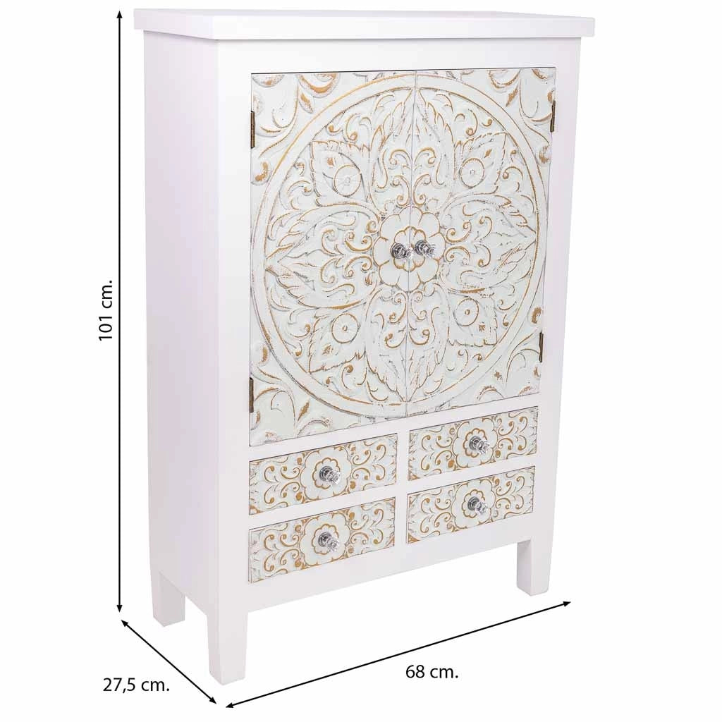 Armadio in legno con 4 cassetti e 2 ante 68x27,5x101h cm