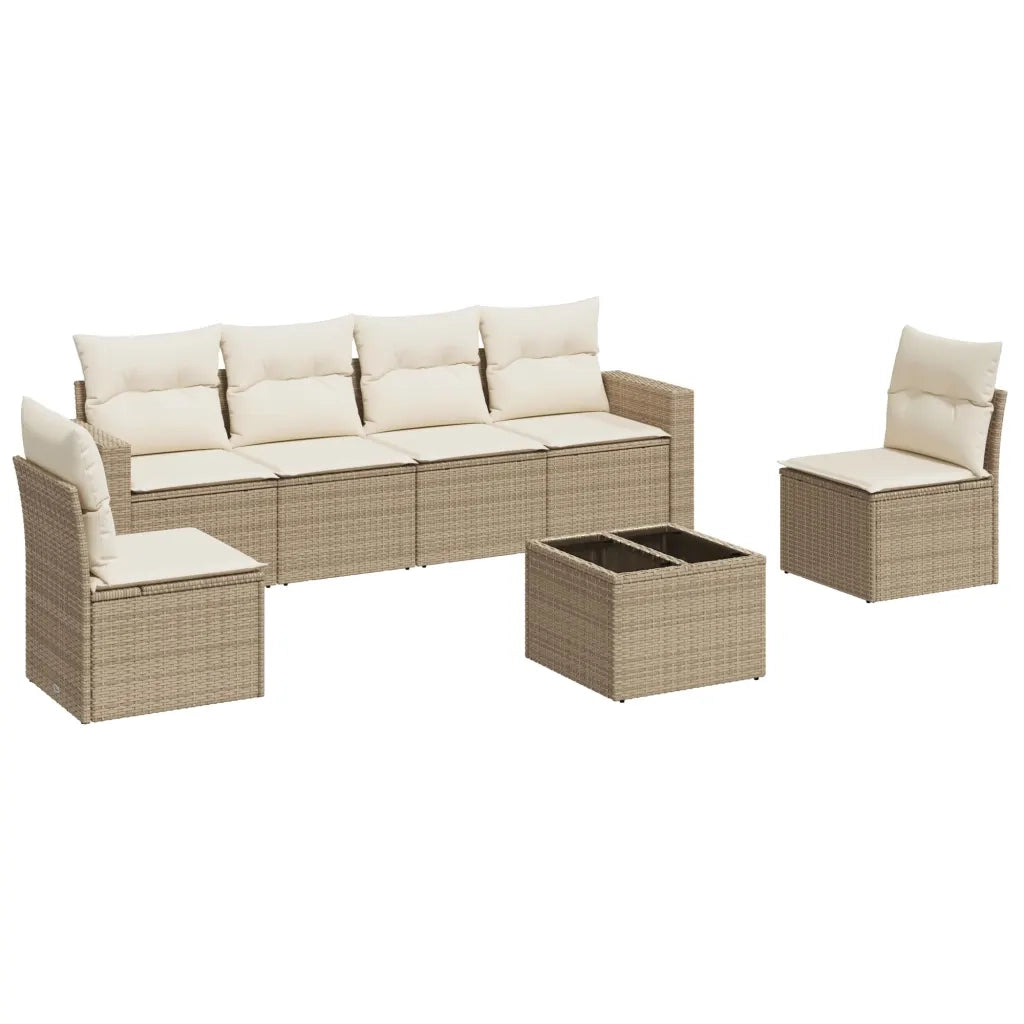 Set Divani da Giardino 7 pz con Cuscini Beige in Polyrattancod mxl 111537