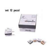 Trade Shop - Set 12 Pezzi Scatola Box Confezione Regalo Quadrate Fantasia 9.5x9.5x5.5cm -