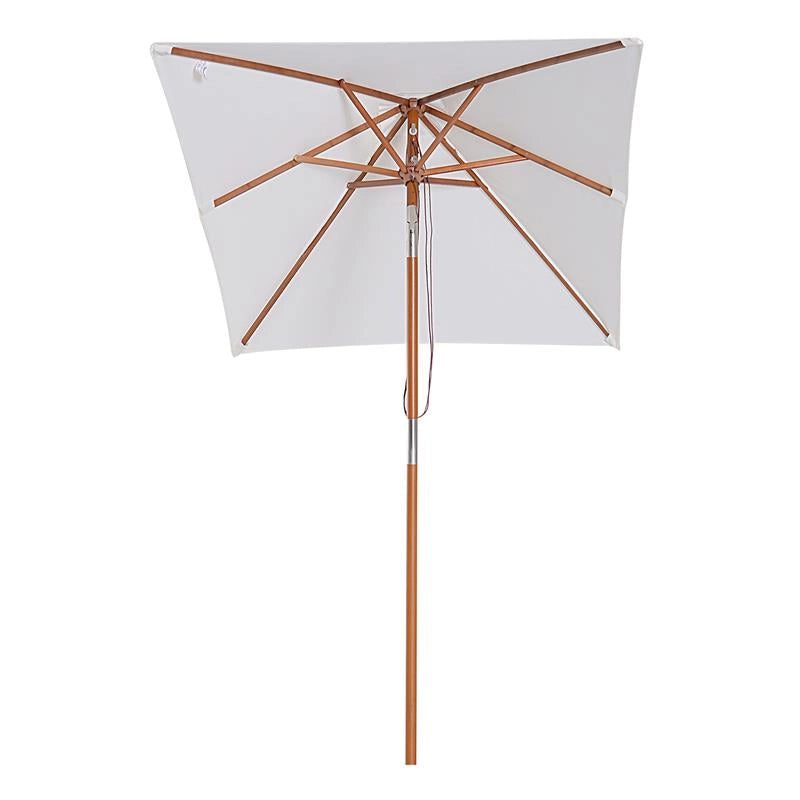 OMBRELLONE DA GIARDINO INCLINABILE A 6 STECCHE E PALO IN LEGNO BEIGE 200 X150 CM