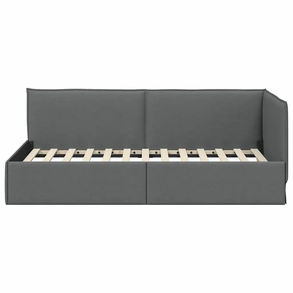 Cornice del letto ad angolo Grigio scuro 80 x 200 cm Tessuto 42016448