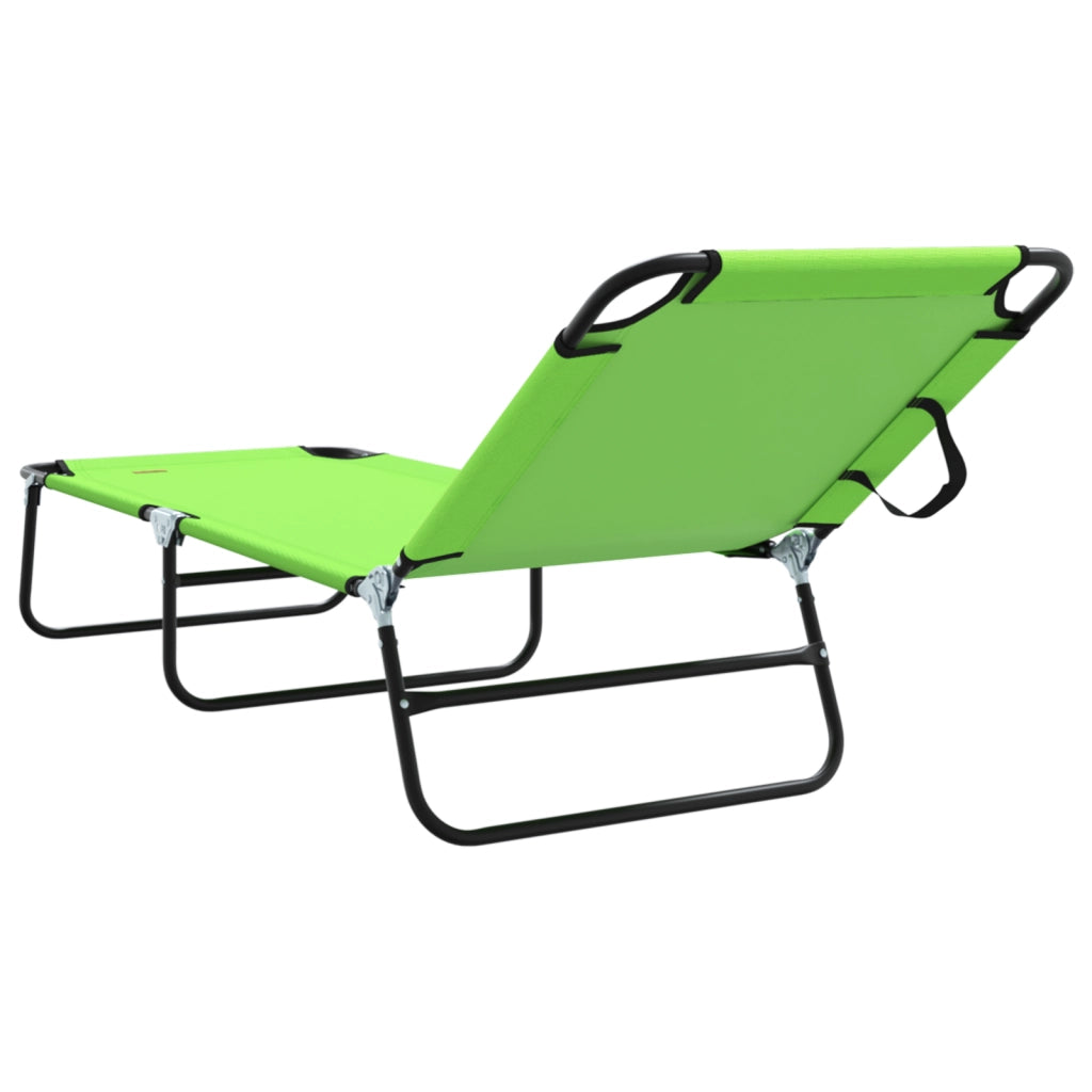 Lettino Prendisole Pieghevole Verde 600D Tessuto Oxford