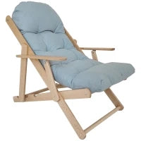 Poltrona Sedia da Salotto Pieghevole e Reclinabile, Poltrona Relax Confortevole con Cuscino Trapuntato Spesso, Struttura in Legno, Grigio