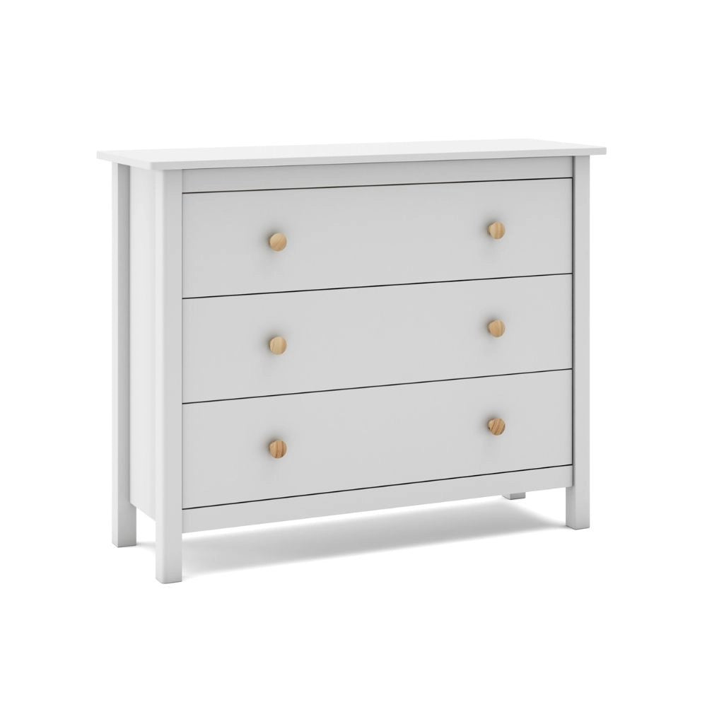 Comò Max 3 cassetti in legno massiccio colore bianco