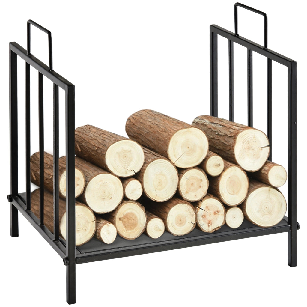 Portalegna per Camino con maniglie in Metallo 44,5x33x46,5 cm da Interno ed Esterno Max 15Kg Nero