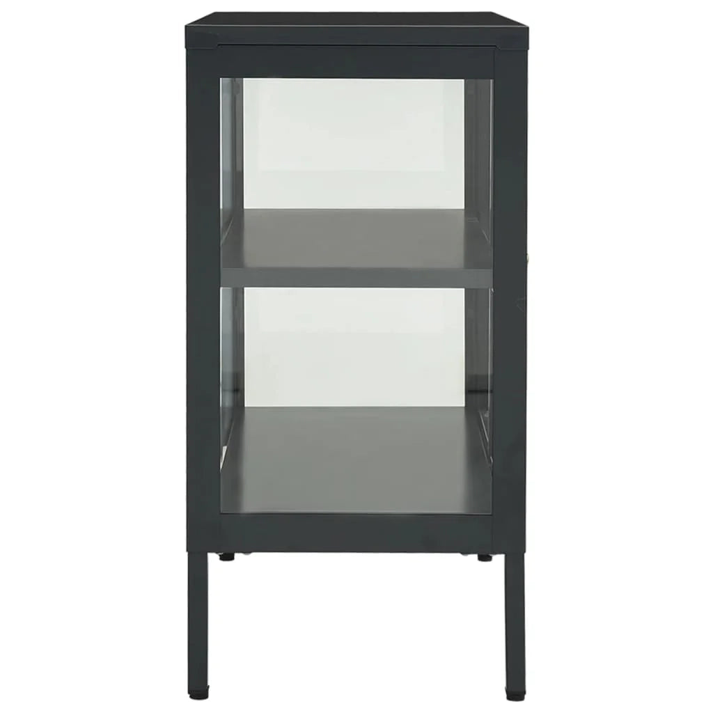 Buffet credenza cassettiera armadio mobile contenitore organizer per cucina soggiorno salotto 70 x 35 x 70 cm acciaio e vetro antracite 02_0029709