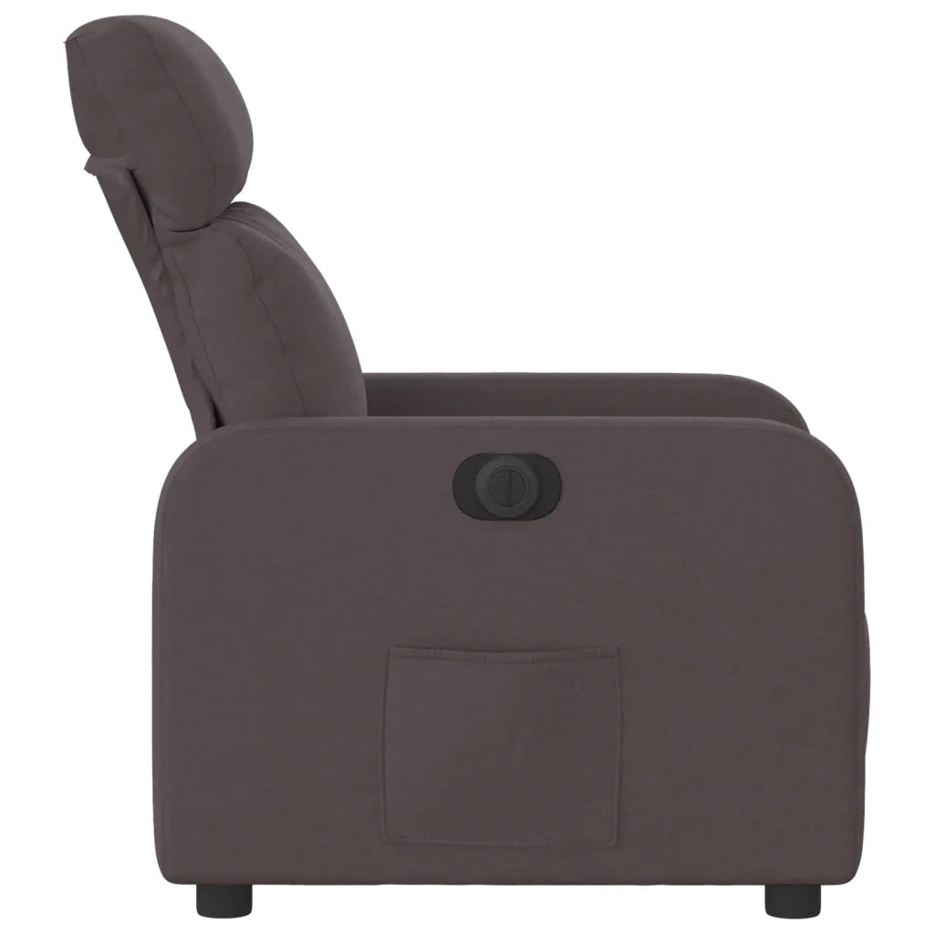 Poltrona | Sedia Relax Elettrica Reclinabile Marrone Scuro in Tessuto