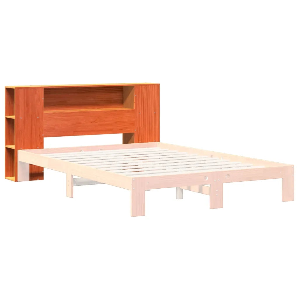 Testiera con Ripiani Marrone Cera 140 cm in Legno di Pino 855632