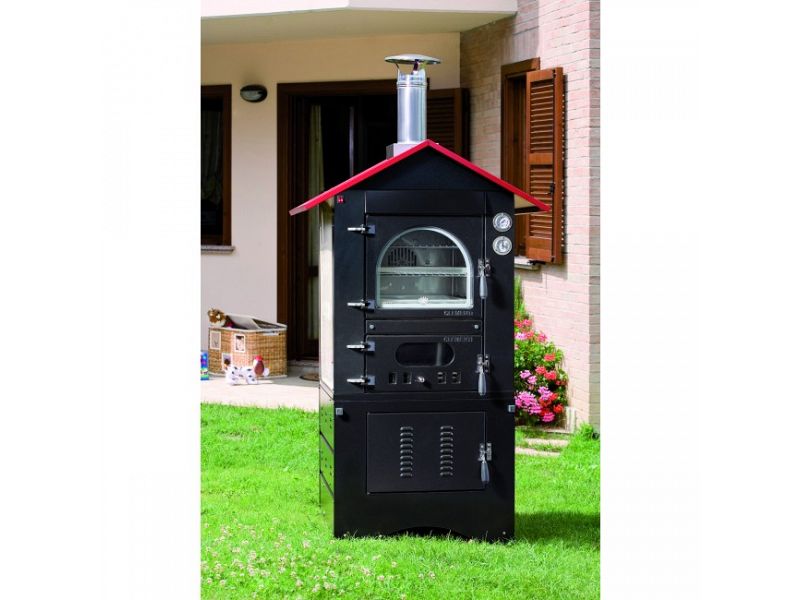 Forno a legna a fuoco indiretto Clementi Master tetto rosso - 45x80