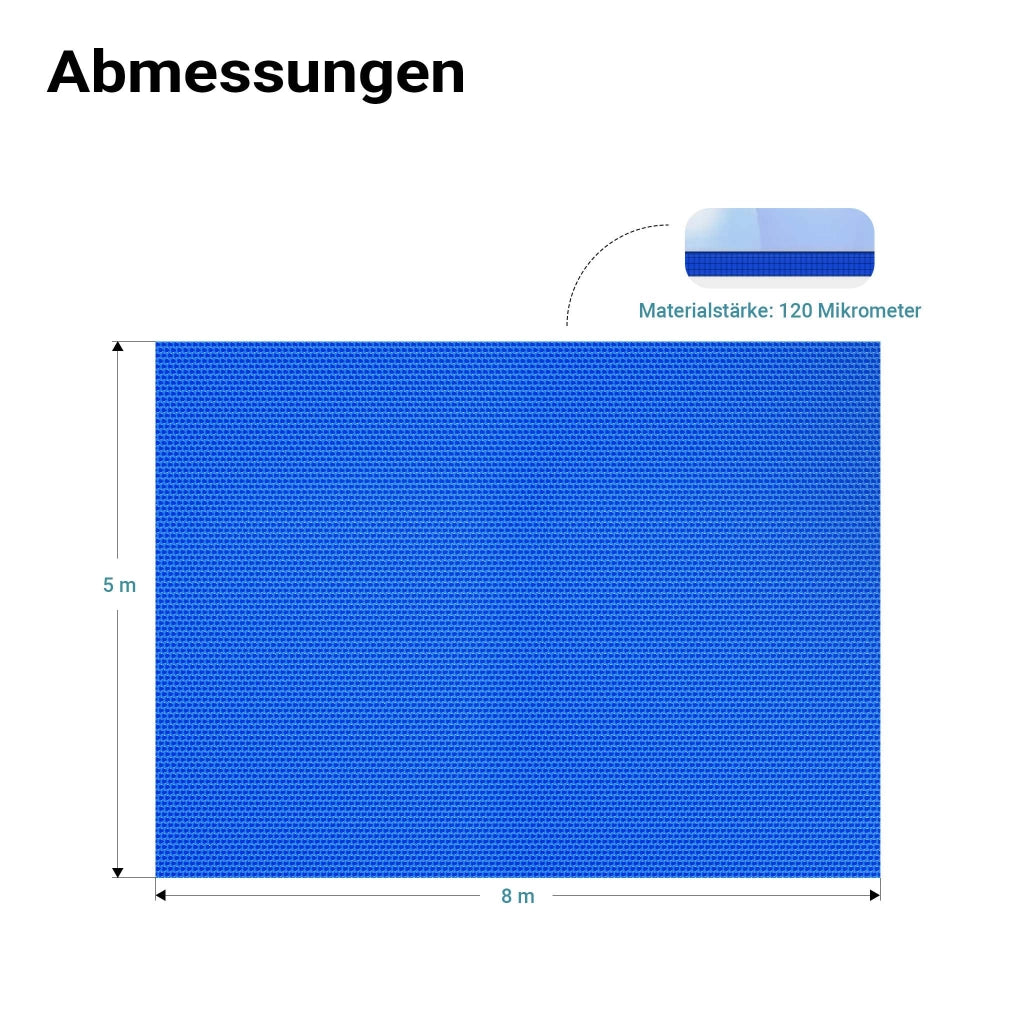 Copertura a bolle d'aria isotermica per piscina rettangolare 5x8m blu 120µ