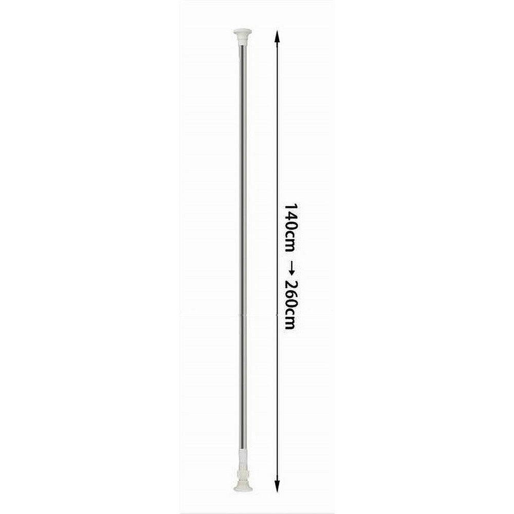 Trade Shop - Bastone Silver Estensibile Asta Appendiabiti Tende Regolabile Da 140-260cm 59410 -