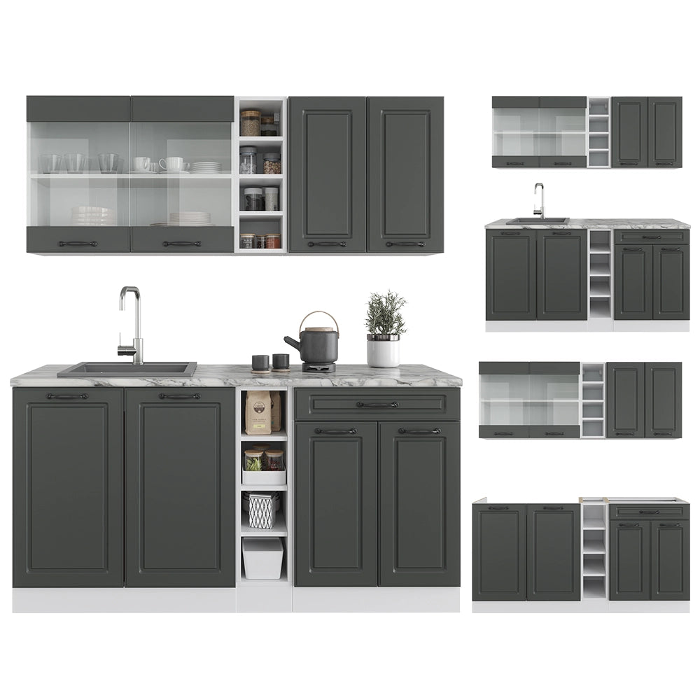 Vicco Cucina completa Antracite casa di campagna/bianco 160 cm , PL Antracite