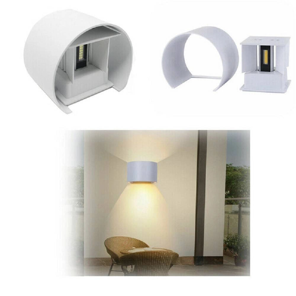 Trade Shop - Applique Parete Muro 28 Led 12 Watt Ip55 Luce Fredda Calda Up & Down Es44 Bianco - -bianco Caldo      -