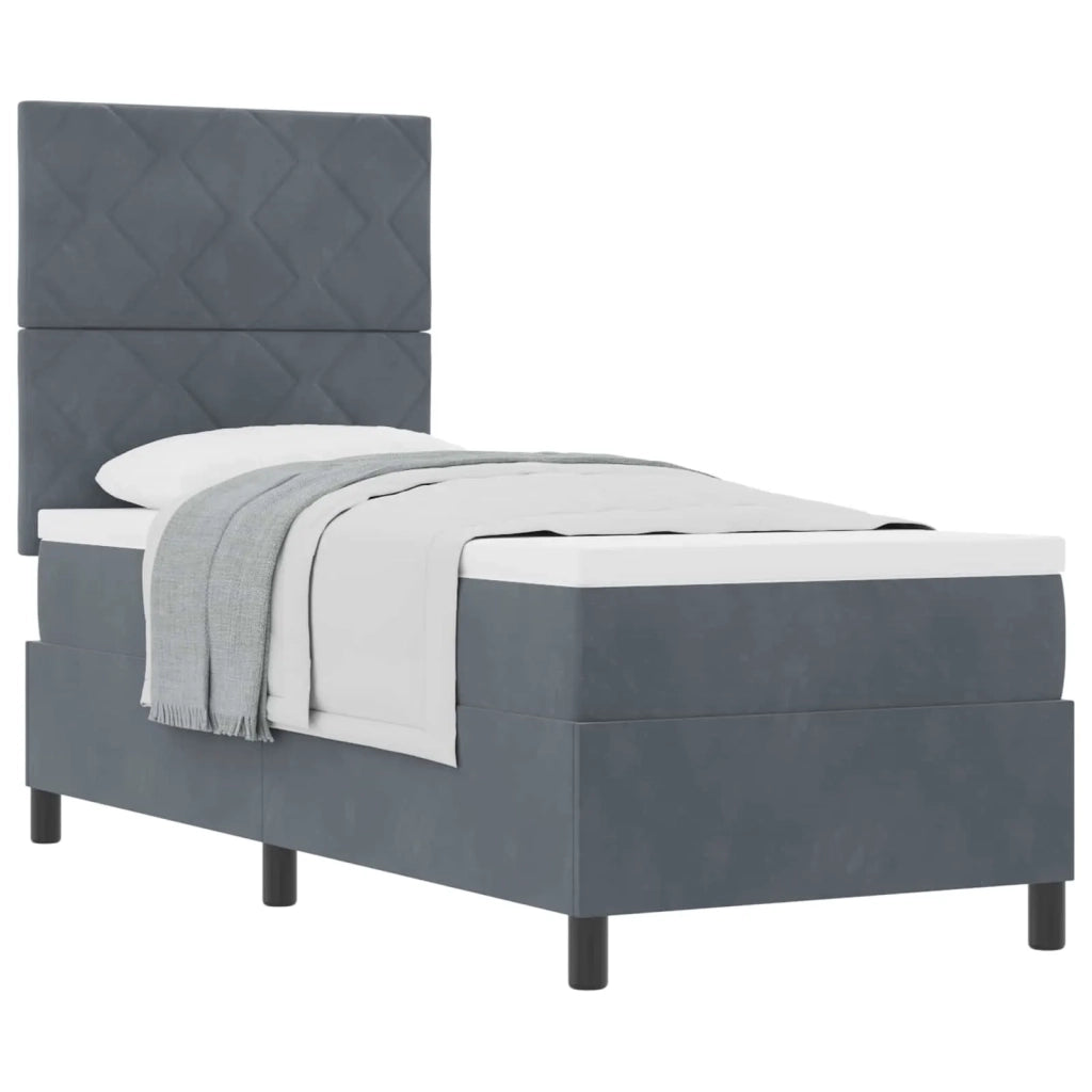 Letto a molle con materasso Grigio scuro 80 x 200 cm Tessuto 3339861