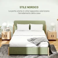 Set 2 Comodini in stile Nordico con Ripiano a 2 Livelli, in Legno e Acciaio, 48x40x48 cm, Nero e Rovere