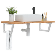 vidaXL Ripiano a Parete per Lavabo in Acciaio e Massello di Rovere