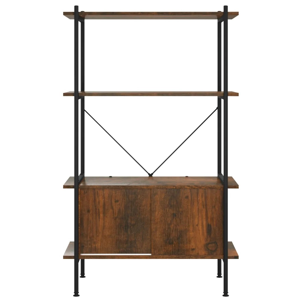 Scaffalatura 4 Livelli con Mobile 80x40x130 cm Acciaio e Legno cod mxl 26224