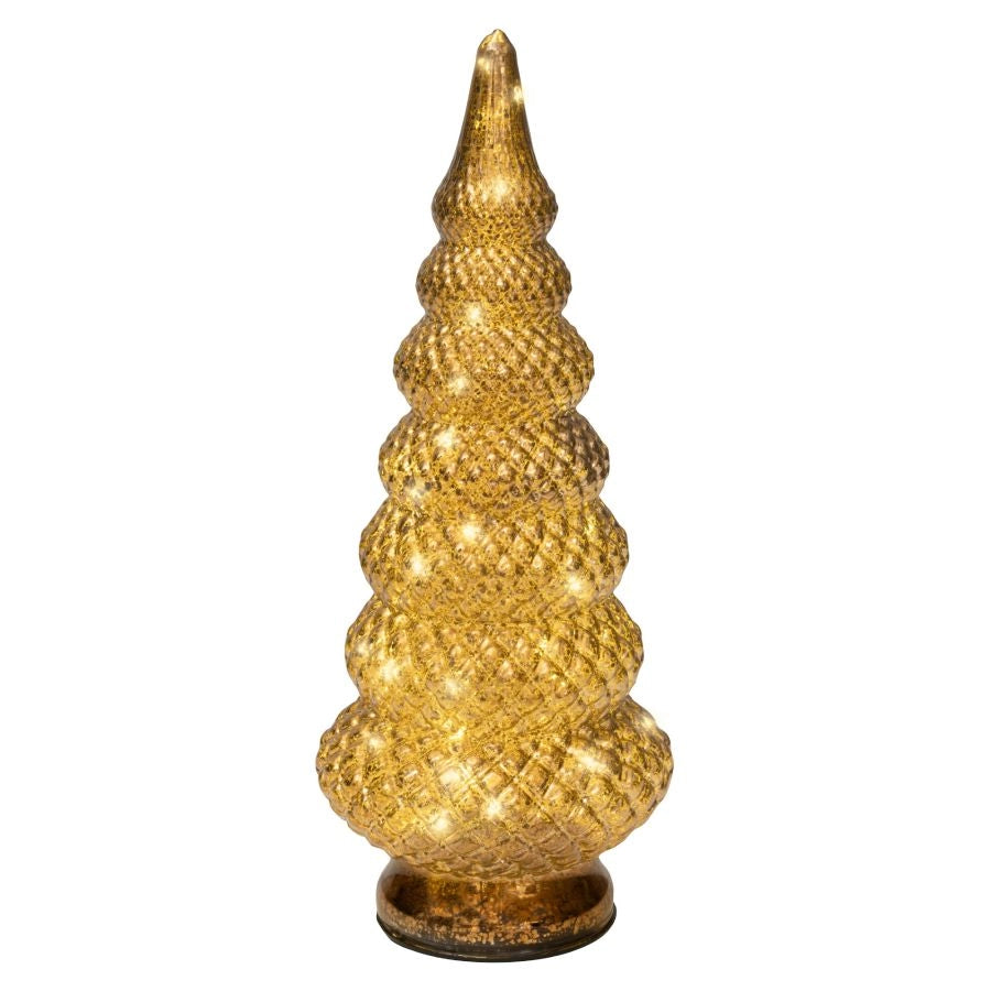 MICRO LED ALBERO VETRO MARRONE LUCE CALDA DECORAZIONE NATALIZIA DIAM. 15X36,5H