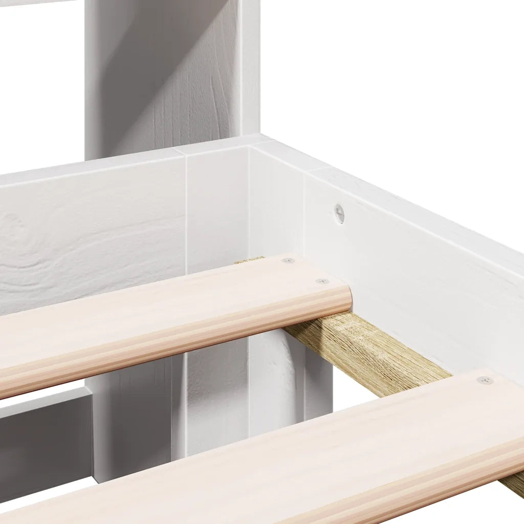 Letto Libreria senza Materasso Bianco 160x200 cm Legno di Pino 3322697
